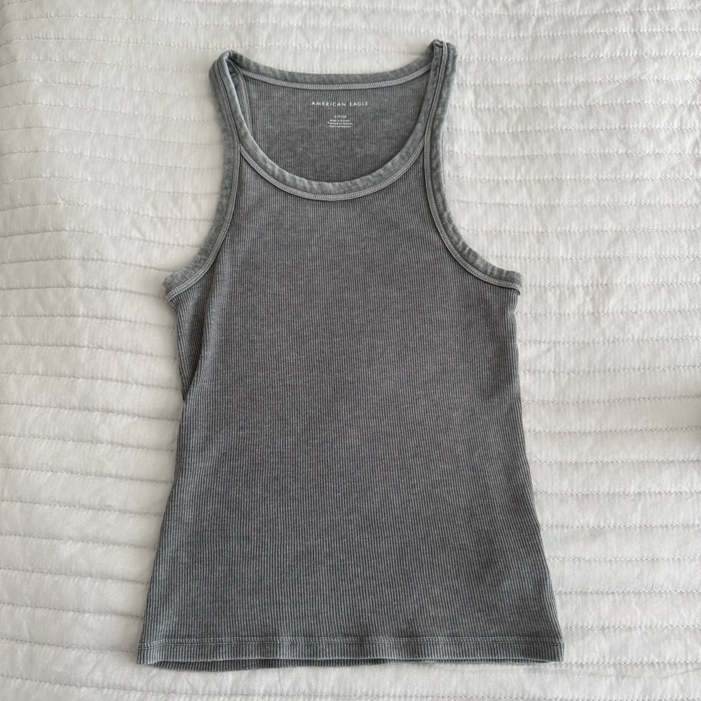 American Eagle Gray Ribbed Tank Top